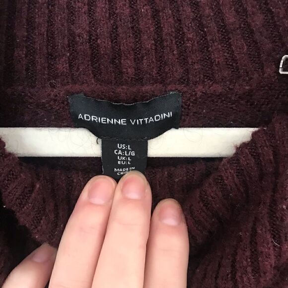 Adrienne Vittadini szL burgundy long sweater - Picture 2 of 5